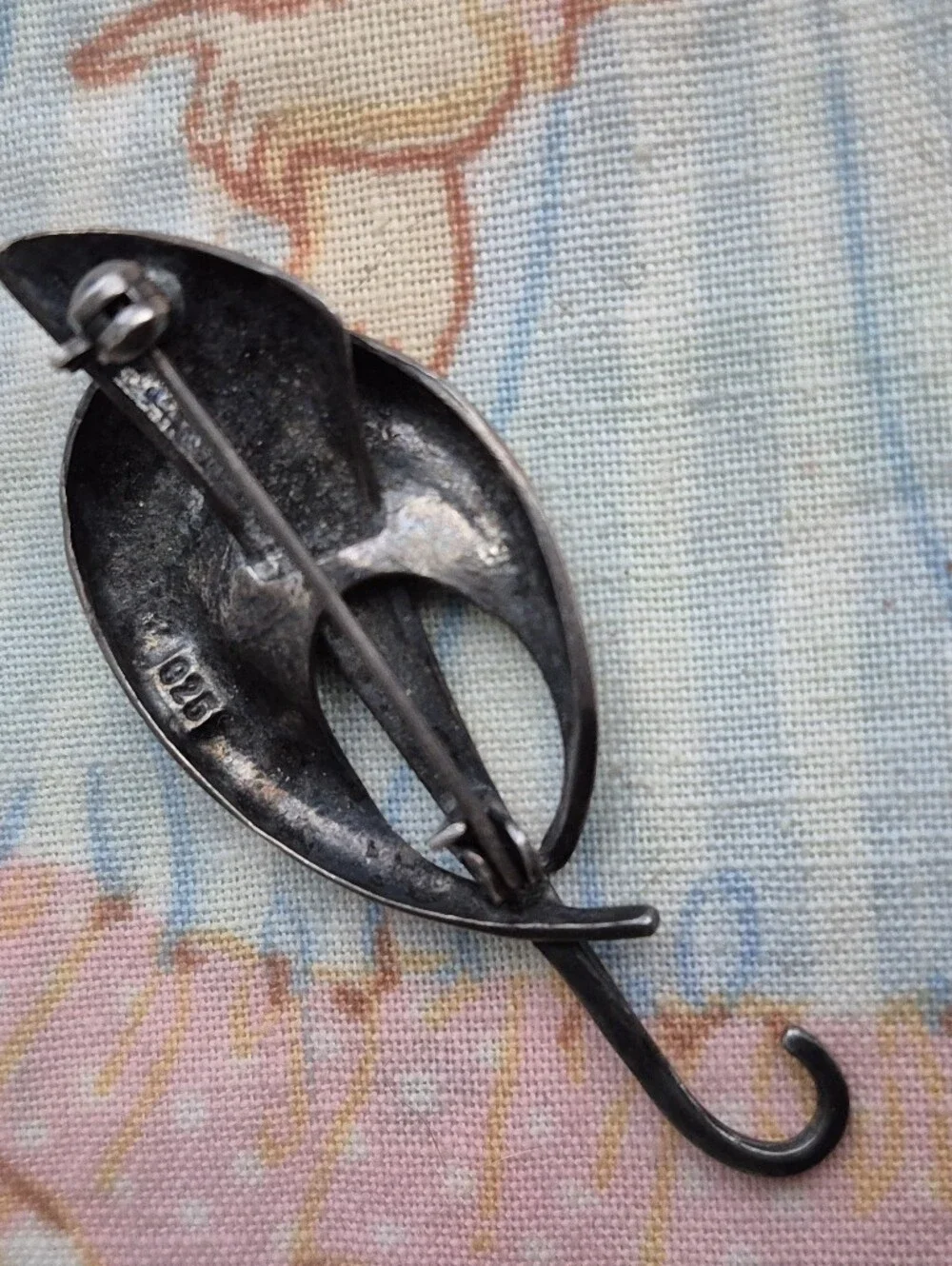 🌙Vintage 925 Sterling Silver MCM Abstract Umbrella Parasol Brooch Pin 5g